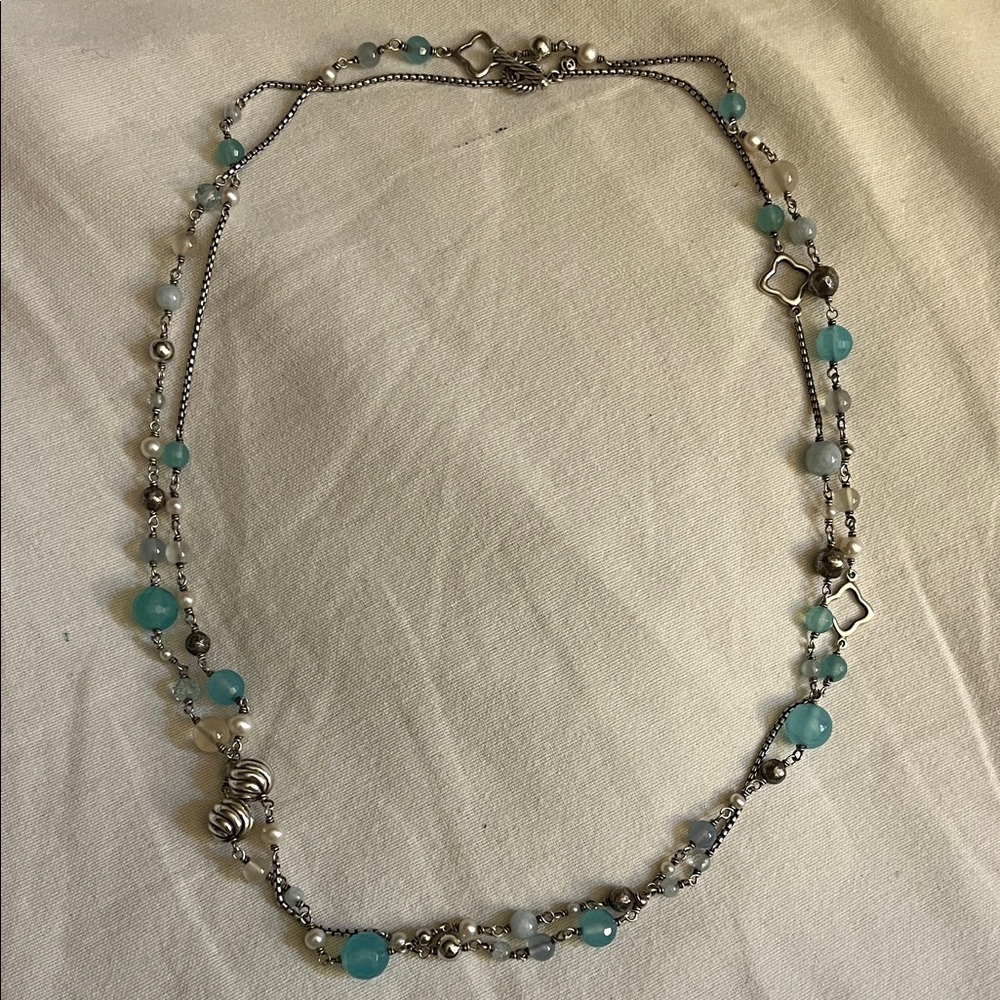 DAVID YURMAN Silver and Blue Beaded Necklace